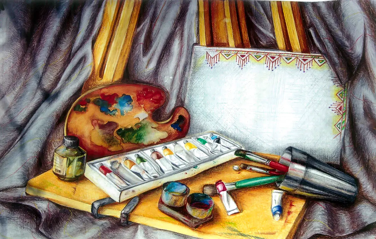 Elementary Drawing Grade Student Work - Poster Color Still Life