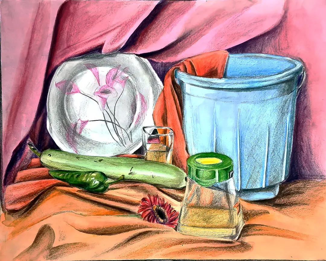 Elementary Drawing Grade Student Work - Watercolor Still Life