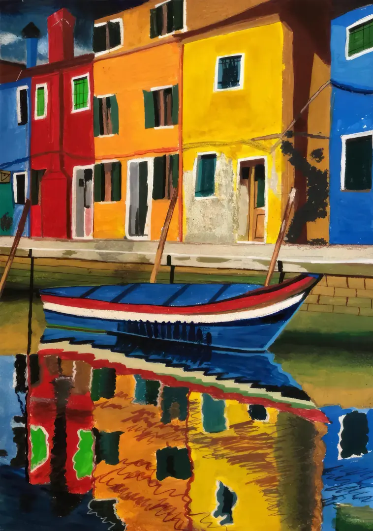 Scenic painting of Venice canals